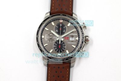 Swiss Chopard Classic Racing Replica Watch Grey Dial Black Inner Brown Leather Strap